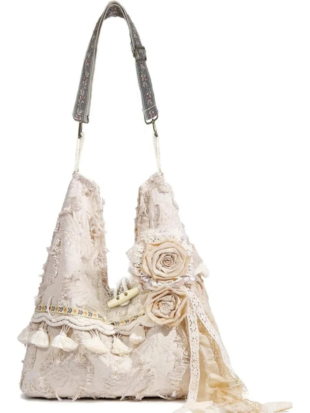 Chic Boho Handbag for Women | Retro Floral Crossbody Purse & Hobo Bag